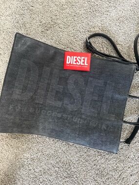 Diesel Black Leather Tote Crossbody Bag